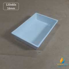 Thuyền sứ vuông, nung mẫu nhiệt độ cao phòng thí nghệm, kích thước dài 120mm, rộng 60mm, cao 16mm