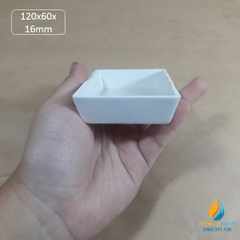 Thuyền sứ vuông, nung mẫu nhiệt độ cao phòng thí nghệm, kích thước dài 120mm, rộng 60mm, cao 16mm