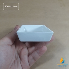 Thuyền sứ vuông, nung mẫu nhiệt độ cao phòng thí nghệm, kích thước dài 90mm, rộng 60mm, cao 18mm