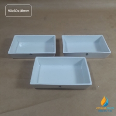 Thuyền sứ vuông, nung mẫu nhiệt độ cao phòng thí nghệm, kích thước dài 90mm, rộng 60mm, cao 18mm