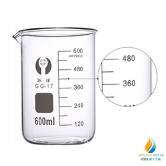 Cốc đốt thấp thành 600ml thủy tinh chịu nhiệt, vạch chia cỏ mỏ rót