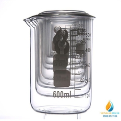 Cốc đốt thấp thành 600ml thủy tinh chịu nhiệt, vạch chia cỏ mỏ rót
