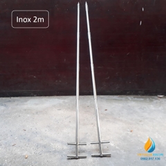 Xiên Inox lấy mẫu đất, Inox 304, dài 2m, có cán cầm, xiên inox lấy mẫu đất