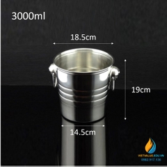 Xô inox  dung tích 3000ml có quai xách, vật tư pha chế