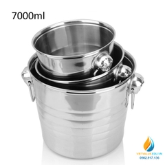 Xô inox  dung tích 7000ml có quai xách, vật tư pha chế