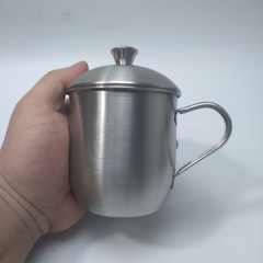 Ca Inox 300ml có nắp, không chia vạch