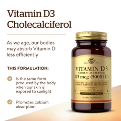 Vitamin D3 Cholecalciferol Solgar 125mcg 5000iu 240 viên