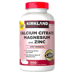 Thực phẩm chức năng Calcium Citrate Magnesium and Zinc D3 Kirkland 500 viên
