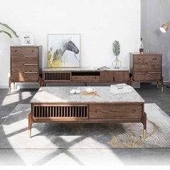 BÀN TRÀ DEDAR MẶT ĐÁ / DEDAR COFFEE TABLE WITH STONE SURFACE