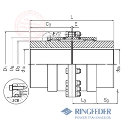 Gear Couplings TNZ ZCAUU / TNZ ZCBUU Drawing