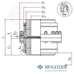 Gear Couplings TNZ ZCAV / TNZ ZCBV Drawing