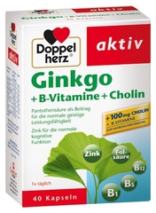Doppelherz Ginkgo + Vitamin-B + Cholin - TĂNG CƯỜNG SỨC KHỎE VÀ TUẦN HOÀN MÁU NÃO, TĂNG CƯỜNG TRÍ NHỚ, GIẢM ĐAU ĐẦU