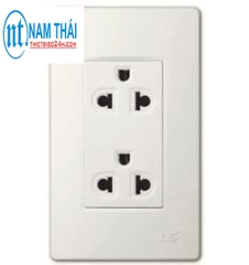 Ổ cắm đôi , 2 gang Socket ( Outlet) LS - Korea ( LSV - OB2W + LSV - OP2W)