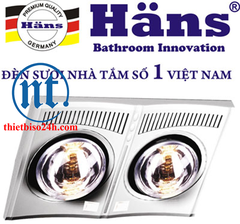 Đèn sưởi nhà tắm phòng tắm hans 2 bóng công suất 550W / H2B610