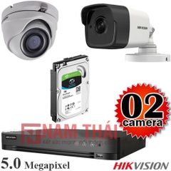 Lắp đặt trọn bộ 2 camera giám sát 5.0MP siêu nét Hikvision