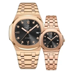 Đồng Hồ Cặp Đôi Dây Thép Carnival 8160-VH-D Black Rose Gold