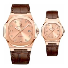 Đồng Hồ Cặp Đôi Dây Da Carnival 8160-VH-DD-NN Sundust Rose Gold