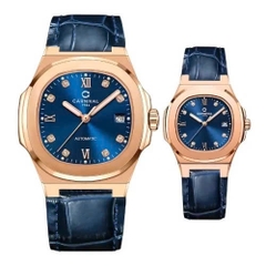 Đồng Hồ Cặp Đôi Dây Da Carnival 8160-VH-DD-X Navy Rose Gold