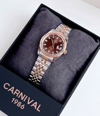 Đồng Hồ Cặp Đôi Dây Thép Carnival 8131-CH-N Chocolate Demi Rose Gold