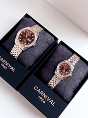 Đồng Hồ Cặp Đôi Dây Thép Carnival 8131-CH-N Chocolate Demi Rose Gold