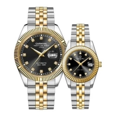 Đồng Hồ Cặp Đôi Dây Thép Carnival 8131-CV-D Black Demi Gold
