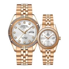Đồng Hồ Cặp Đôi Dây Thép Carnival 8131-VH-T White Rose Gold