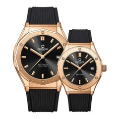Đồng Hồ Cặp Đôi Dây Cao Su Carnival 8168-VH-DCS-D Black Rose Gold