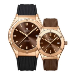 Đồng Hồ Cặp Đôi Dây Cao Su Carnival 8168-VH-DCS-N Chocolate Rose Gold