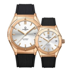 Đồng Hồ Cặp Đôi Dây Cao Su Carnival 8168-VH-DCS-T White Rose Gold