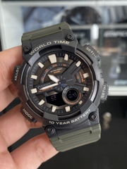 Casio Worldtime AEQ-110W-3A Pin 10 năm - Chống nước 100m bơi lội - Giờ thế giới