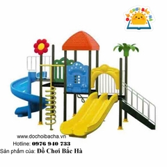 Nhà chơi 3 khối cầu trượt xoắn A180