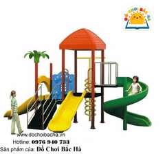 Nhà chơi 3 khối cầu trượt xoắn A160