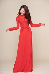 Áo dài cô dâu màu đỏ đẹp tại Hà Nội