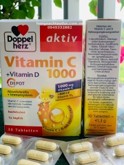 VIÊN UỐNG BỔ SUNG VITAMIN C 1000MG + VITAMIN D3 DEPOT TĂNG CƯỜNG MIỄN DỊCH - DOPPELHERZ