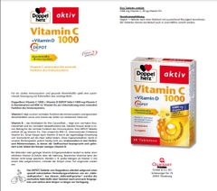 VIÊN UỐNG BỔ SUNG VITAMIN C 1000MG + VITAMIN D3 DEPOT TĂNG CƯỜNG MIỄN DỊCH - DOPPELHERZ