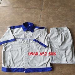 Quần áo bảo hô lao động| Quần áo bảo hộ lao động cộc tay phối màu vải Kaki Nam Định