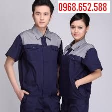 Quần áo bảo hộ lao động cộc tay phối màu| Quần áo bảo hộ vải Pangzim kaki Nam Định