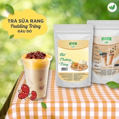 Pha Trà Sữa Rang Pudding Đậu Đỏ Ngon Ngất Ngây