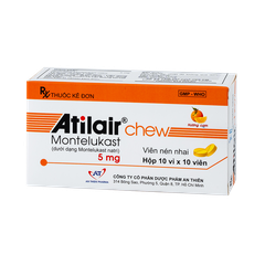 Atilair Chew Montelukast 5mg hộp 10 vỉ x 10 viên nén nhai An Thiên