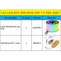 Led dây 5050 RGB cuộn 100m dùng remot 7 màu