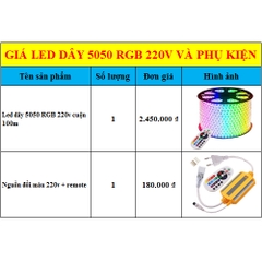 Led dây 5050 RGB cuộn 100m dùng remot 7 màu