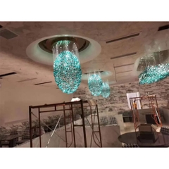 Tiền sảnh Crystal Round Shape Chandelier Đèn mặt dây chuyền tùy chỉnh K9