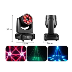 Đèn beam 6 bóng x 15w 4 in 1 viền led + laser