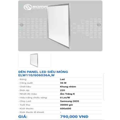 ĐÈN PANEL LED SIÊU MỎNG ROMAN ELW110/606036A,W