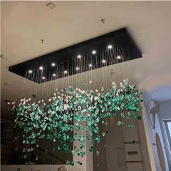 Đèn trần màu xanh lá cây  Stone Glass Pendant Lights cho trong nhà