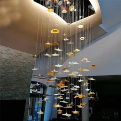 Đèn thủy tinh lá sen cho khách sạn, nhà hàng theo thiết kế