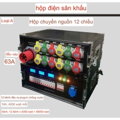 Hộp điện chống nước 12 chiều 16a có phích cắm ( Bộ chia nguồn 3 pha )