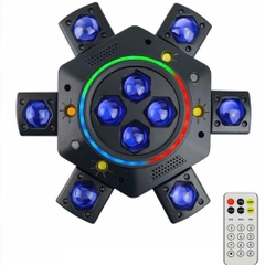 Đèn sân khấu moving 6 cánh 4 mắt ong viền led LCC LIGHTING, nháy theo nhạc dùng cho phòng hát, karaoke, KTV, sự kiện
