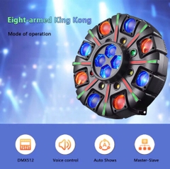 Đèn moving 8 cánh 28 mắt LCC LIGHTING LCC-M828, điều khiển từ xa, cảm biến âm thanh, phù hợp gia đình, karaoke, quán hát