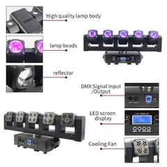 Đèn beam chiếu sáng di chuyển đầu siêu sáng năm mắt + đèn nháy LCC-MH384